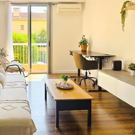 公寓 T2 With Parking, Air-conditioned, 10 Min From The Beaches Of Cannes